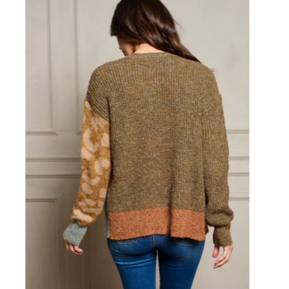New “The Zahara" Animal Print Colorblock Cardigan - Picture 3 of 4